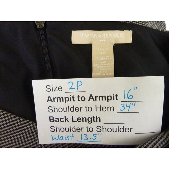 Banana Republic Cowl Dress 2P Houndstooth Knee Length - Picture 5 of 5